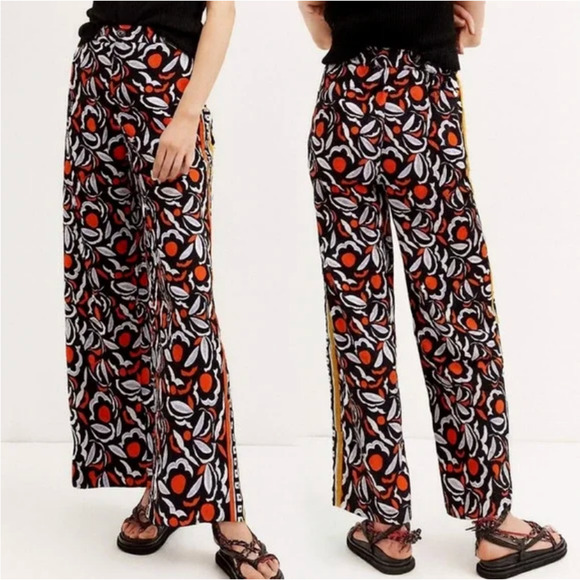 ANTHROPOLOGIE Breezy Printed Straight Pants Multi Motif Relaxed Boho - Picture 3 of 15